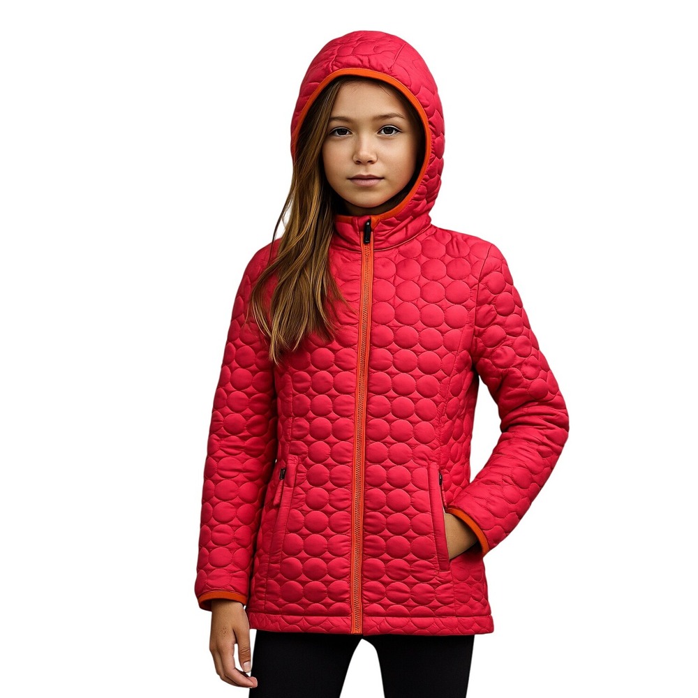 Lands' End Barbie Fuchsia Pink Quilted Hooded Windbreaker Zip Jacket Girls Large
